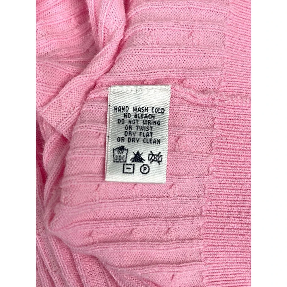 Vintage Lilly Pulitzer Pink Cable Knit Cardigan Cotton Y2K Preppy Classic Sz M